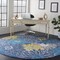 Homeroots 8 ft. Round Blue Tropical Flower Area Rug 385407 - alternate 2